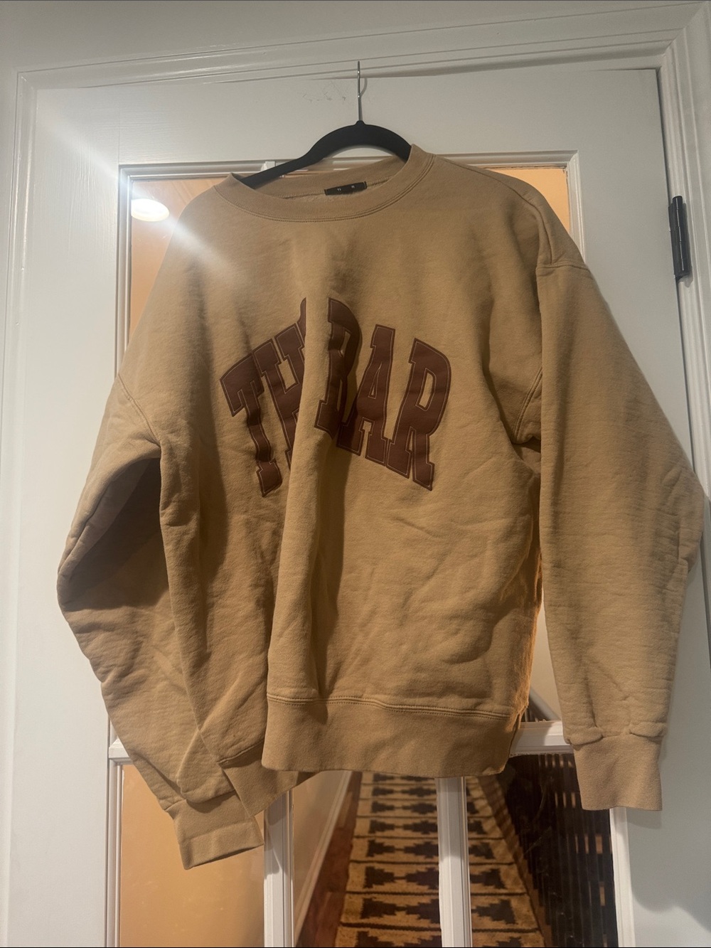 The Bar Tan Crewneck Sweatshirt with Brown Logo